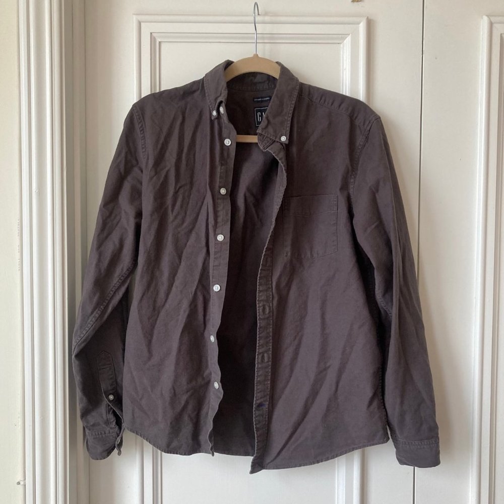 Gap Mens Charcoal Button Down Oxford Size Small